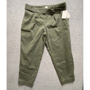 A New Day Womens Green High Rise D-Ring Tapered Ankle Leg Pants Size 18 Belted